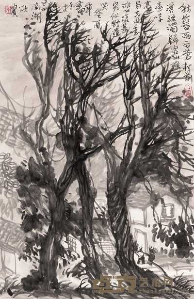 董欣宾 癸酉（1993年）作 秋暮雨后 立轴 70×46cm